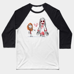 Chilling Artistry: Unleashing Children's Creepy and Scary Drawings Baseball T-Shirt